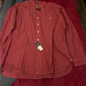 American Living Red Plaid Button-Down Shirt